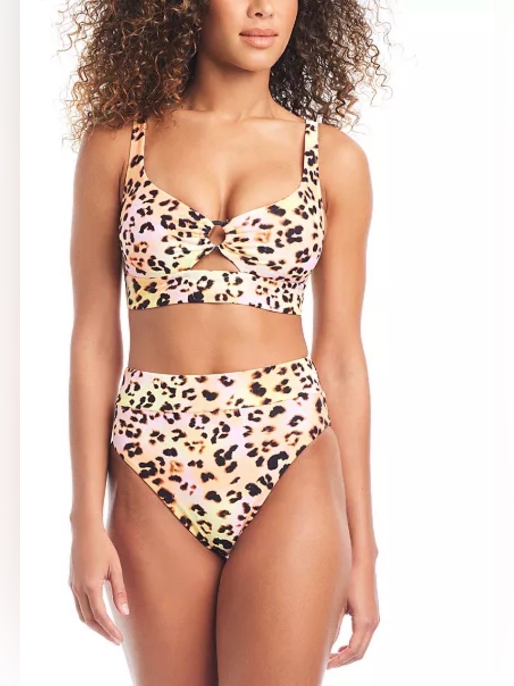 Bar III Women's Banded Ring Bikini Top and High-Rise Bottom, Medium